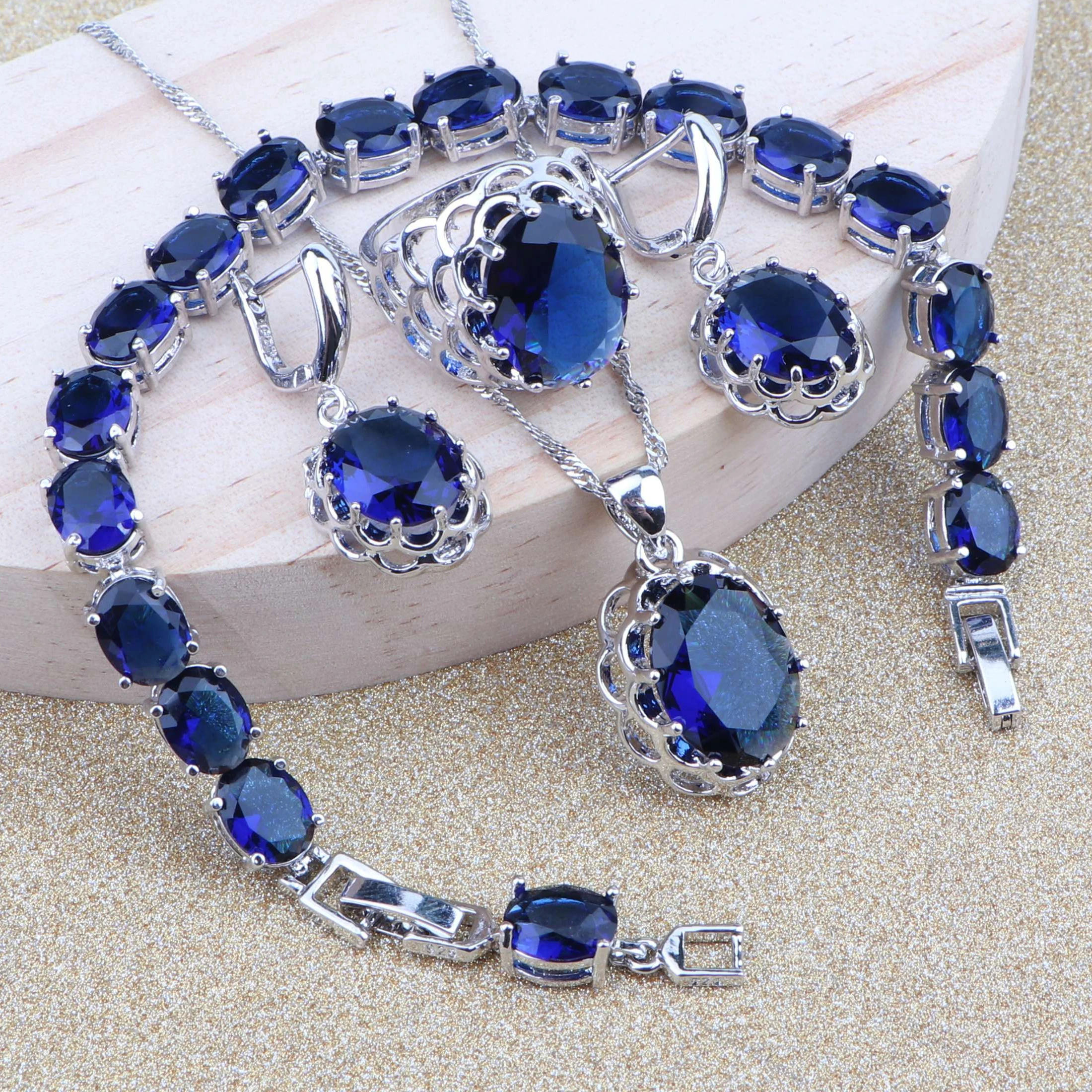 Женский свадебный комплект ювелирных изделий для невесты из серебра 925 пробы с