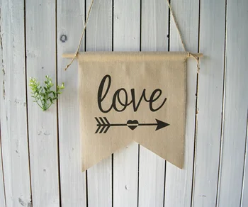 

Wall Decor Valentines Day Wall Decor Love Wall Hanging Linen Flag Rustic Banner Pennant Chevron Home Decor Flags Banners