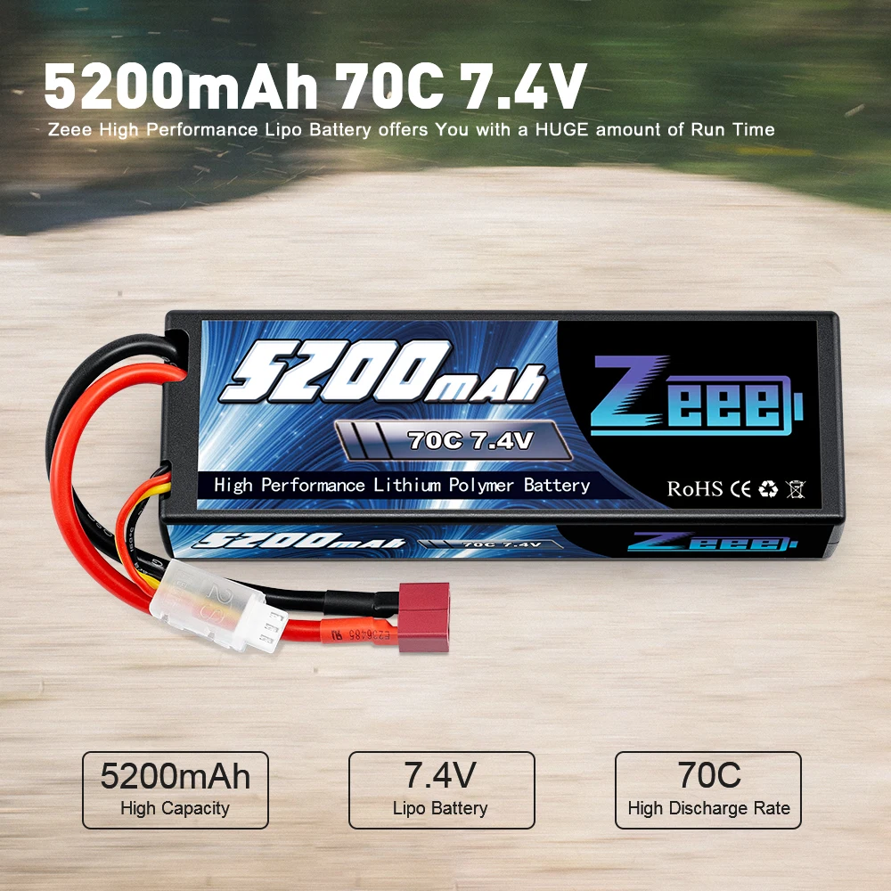 Zeee-2S Lipo Bateria, 7.4V, 70C, 5200mAh Hardcase