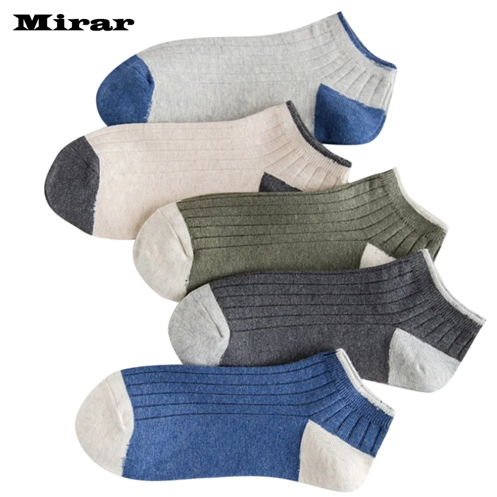 Men's Casual Shallow Mouth Vertical Striped Boat Socks Low-Top Socks