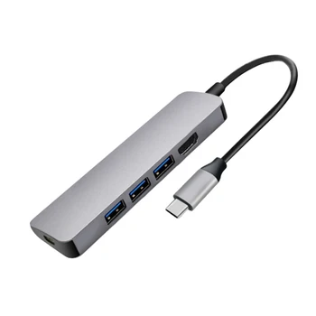 

YMY 5 IN 1 USB C Hub Space Grey Aluminum alloy USB Type C to 4K HDMI, 3 USB3.0 and PD Charging Port Compatible with Macbook Pro