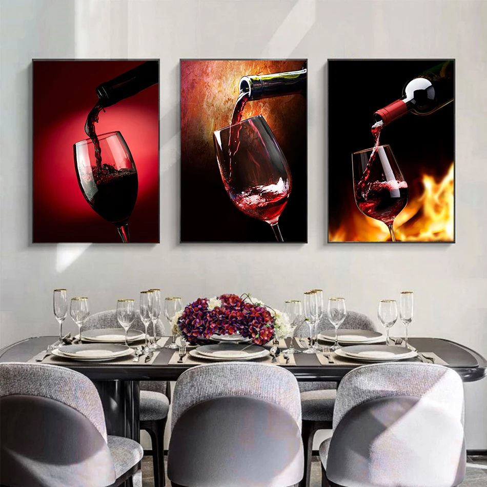Red Wine Canvas Wall Art Print Painting On Canvas Restaurant Dining Room Bottle Drink Posters Bar New House Nordic Decor Picture