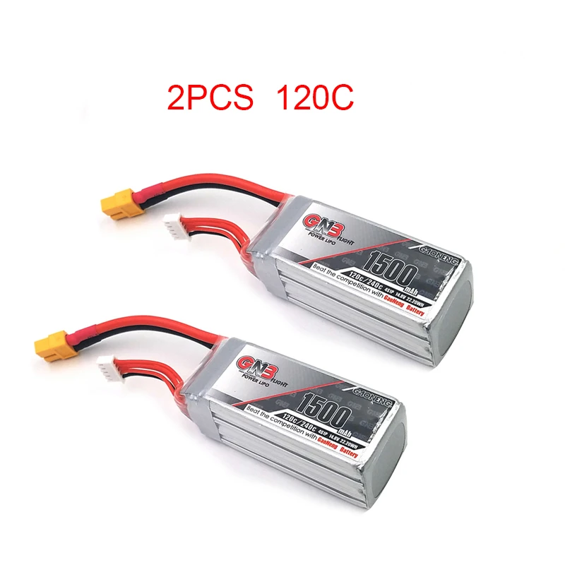 2pcs 120c Высокая Скорость RC автомобиль 110C 120c 130C Lipo батарея Gaoneng GNB 14,8 V 1500mAh 4S Lipo батареи модели радиоуправляемого дрона аксессуары для мультикоптера - Цвет: 2pcs 120c