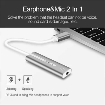 

Maikou New Portable Type-C Port Microphone Earphone Adapter Sound Card with 3.5mm Audio Port for PC Computer Laptop Desktop