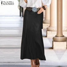 ZANZEA, осенняя черная юбка из искусственной кожи, женские юбки русалки, сексуальная юбка с высокой талией, офисная юбка-карандаш миди, Jupe Vestido 3XL