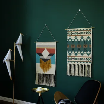

Nordic wall hanging decoration printing tapestry tassel tapestry hanging decorative cotton thread woven hanging cloth