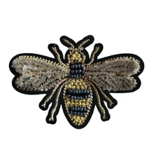 Нашивка ручной работы из бисера пчела для одежды ПРИШИТАЯ Аппликация из бисера одежда обувь, сумки, украшение для одежды Diy