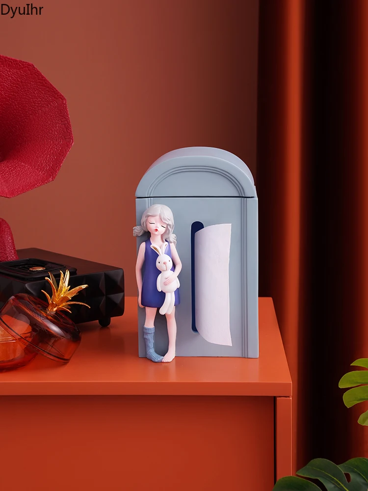 

European Creative Character Sculpture Tissue Box Resin Crafts Housewarming Gift Home Living Room Bedroom Pumping Tissue Box