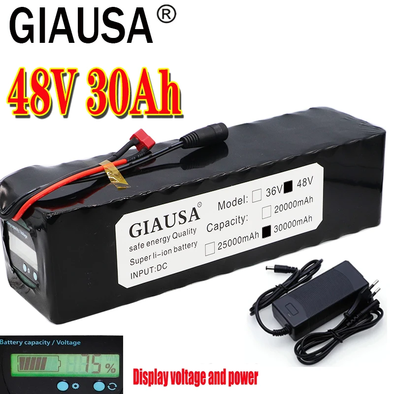 48v lithium ion battery 30Ah 1000w 13S4P Battery Pack For 54.6v E-bike Electric bicycle Scooter with BMS Capacity Indicator | Спорт и
