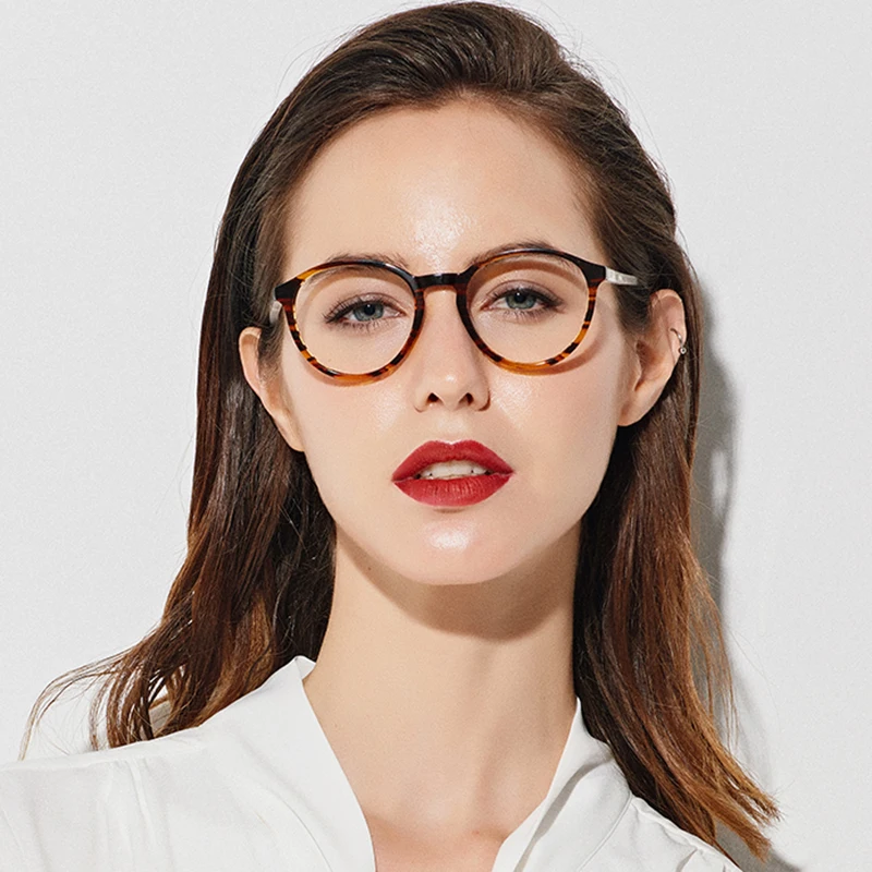 

SASAMIA Glasses Round Retro Demi Eye Glasses Women Optical Circle Glasses Frame Vintage Acetate Eyeglass Frames For Women Trends