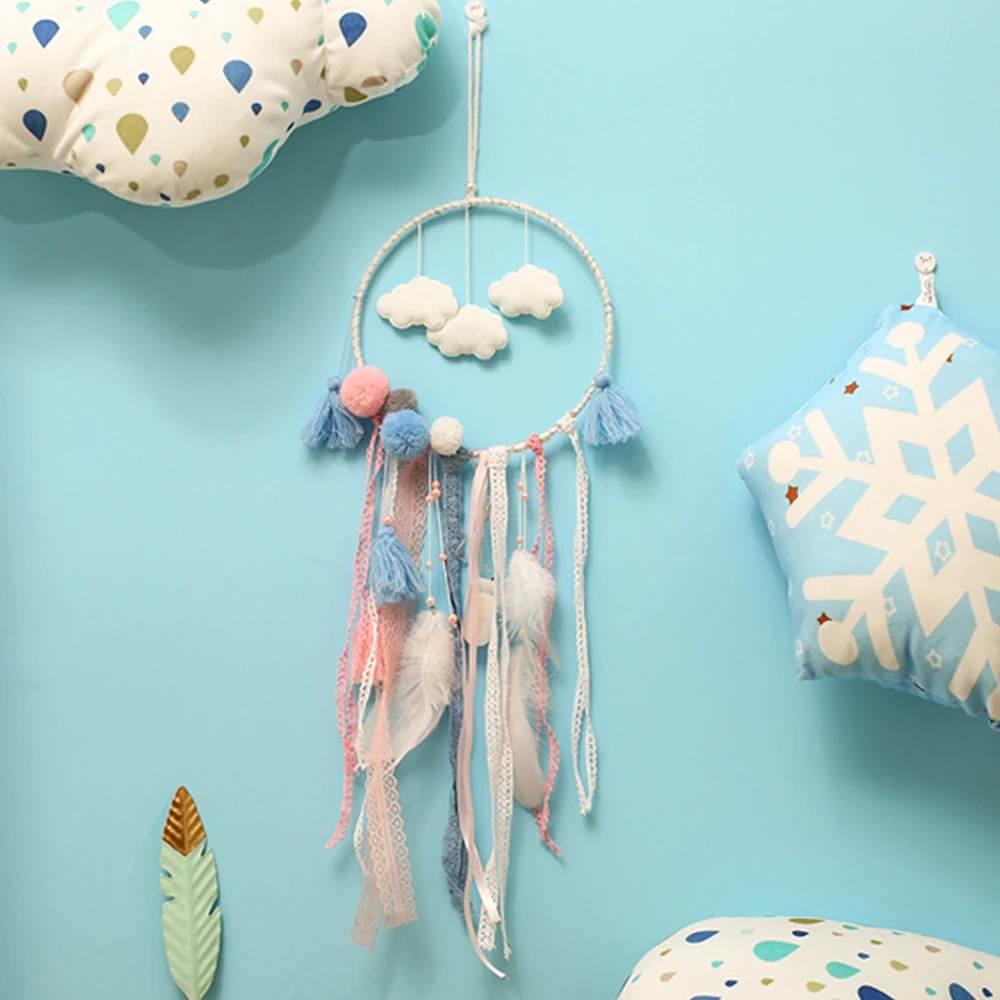 Красочные Большие Перья DIY ручной работы Ловец снов спальня украшения Dreamcatchers колокольчики Настенный декор