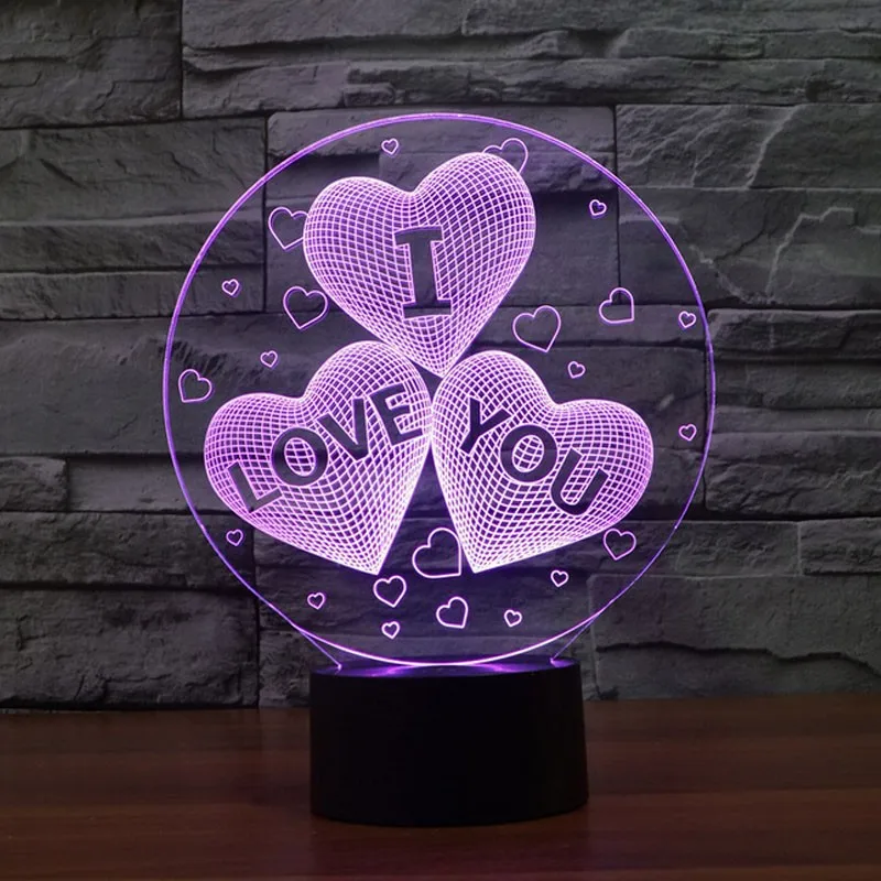 Подарок на день Святого Валентина я люблю тебя Красочная 3D Голограмма Любовь Сердце шар лампа USB акриловые огни вечерние подарок подруге