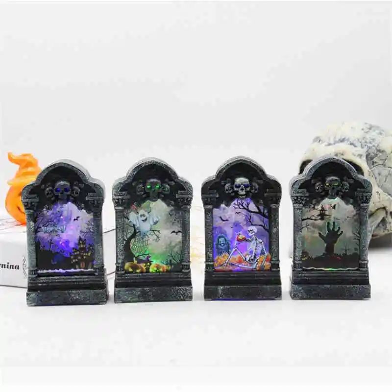 Halloween Glowing Tombstone Creative Night Light Bar Haunted House Secret Terror Atmosphere Room Desktop Decoration