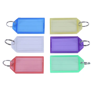 

100PCS Metal Ring Color Plastic Keychain Luggage ID Card Name Label Keychain Keychain Classification Keychain