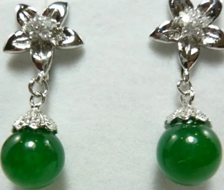 +++ wholesale beautiful green stone silver plated flower dangle earrings | Украшения и аксессуары