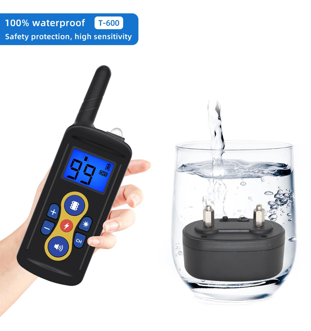 800m Dog Training Collar T-600 Waterproof Electric Pet Remote Control Rechargeable Bark Stop Receiver for All Sizes of Dogs dog training collar