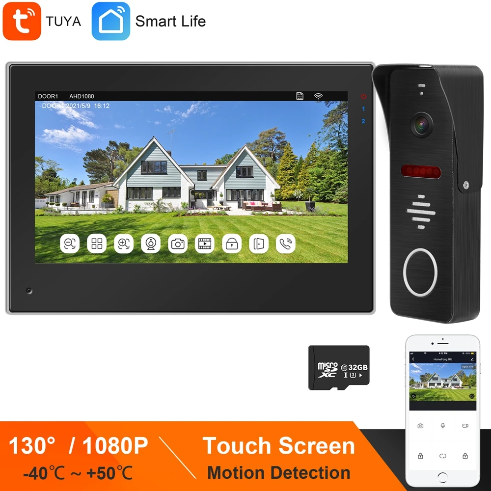 TUYA Smart Life APP WIFI Intercom for Home Touch Screen 1080P Video Doorbell Camera  Apartment Wireless IP Video Intercom System