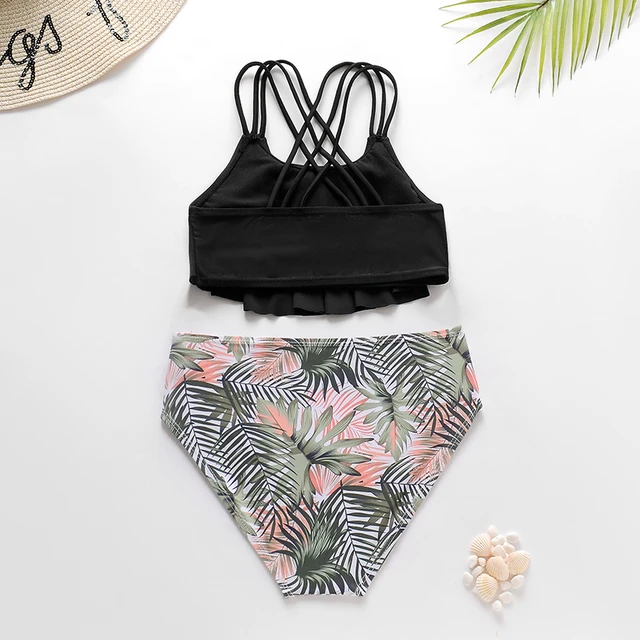 Top Quality Baby Girl Swimsuit Swimwear Leaf-printed Teenage Girls Bathing  Suits 2 Pieces Children String Bikini Sets Beachwear - AliExpress