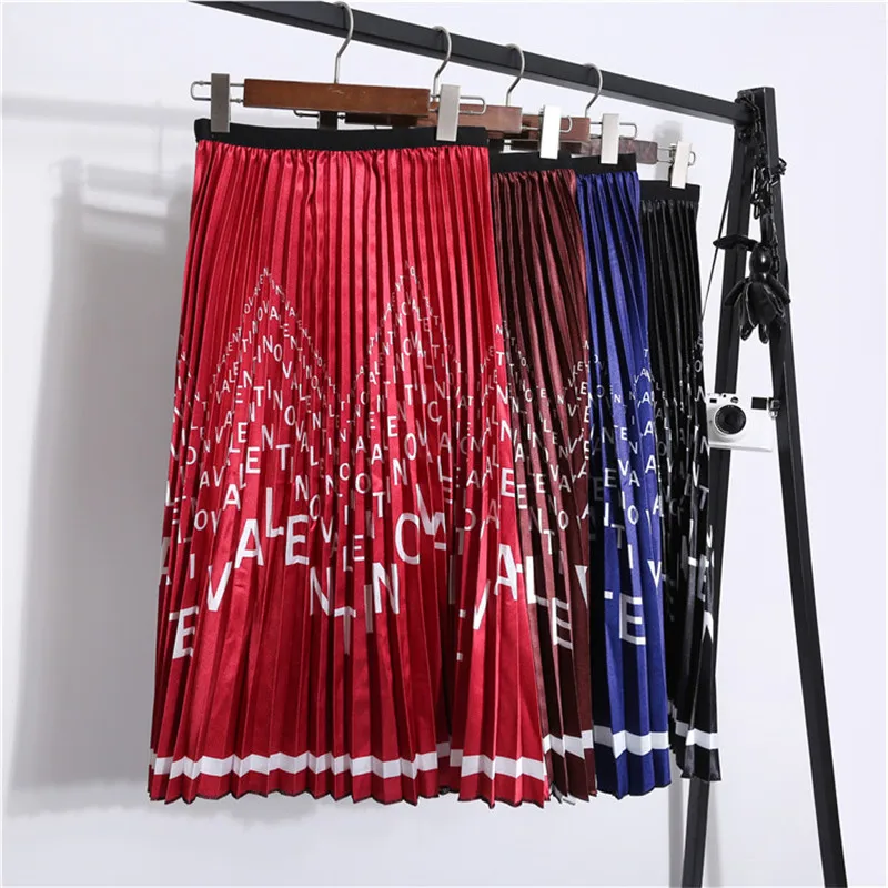 2019 новые юбки Харадзюку с принтом букв Высокая талия тонкий макси сексуальная