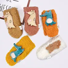 Осенне-зимний кашемировый Детский шарф с рисунком крокодила, Корейский детский однотонный плюшевый шарф для мальчиков и девочек