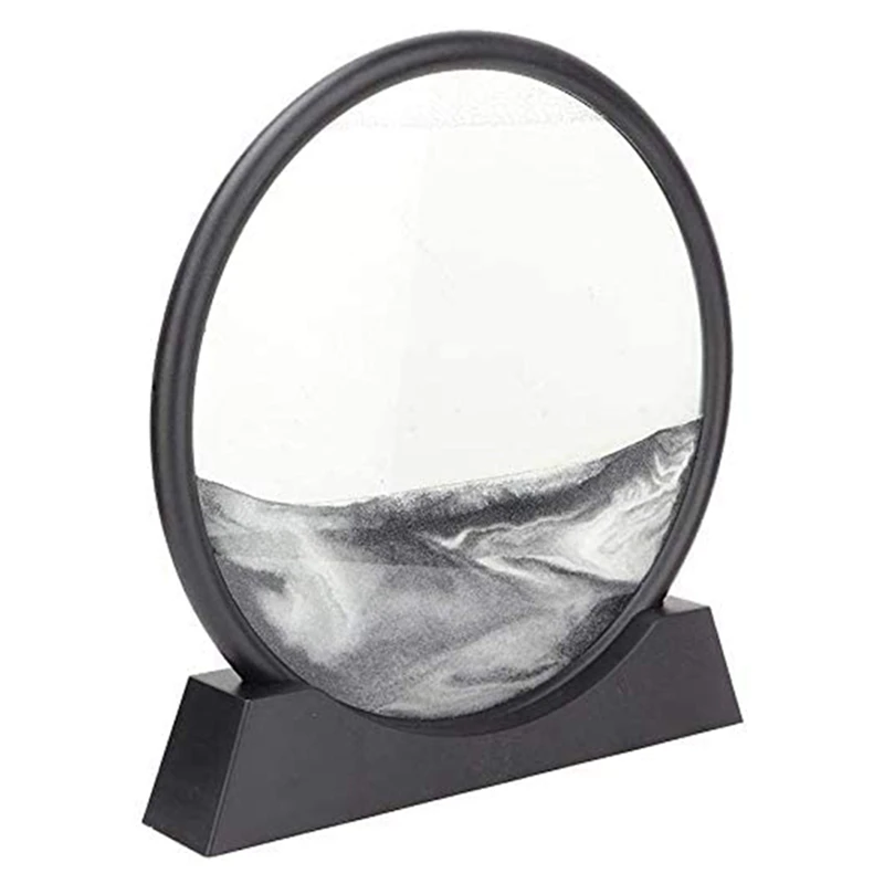 Flowing Sand Painting Dynamic 3D Natural Landscape Round Picture For Home Ornament (Black) | Дом и сад