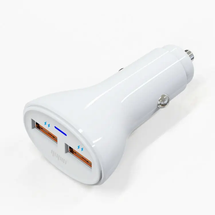 Мини 2.4A автомобильное двойное USB зарядное устройство прикуриватель 2 двухпортовый USB штекер автомобильный прикуриватель зарядное устройство адаптер двойной Usb порт для автомобиля - Название цвета: Белый