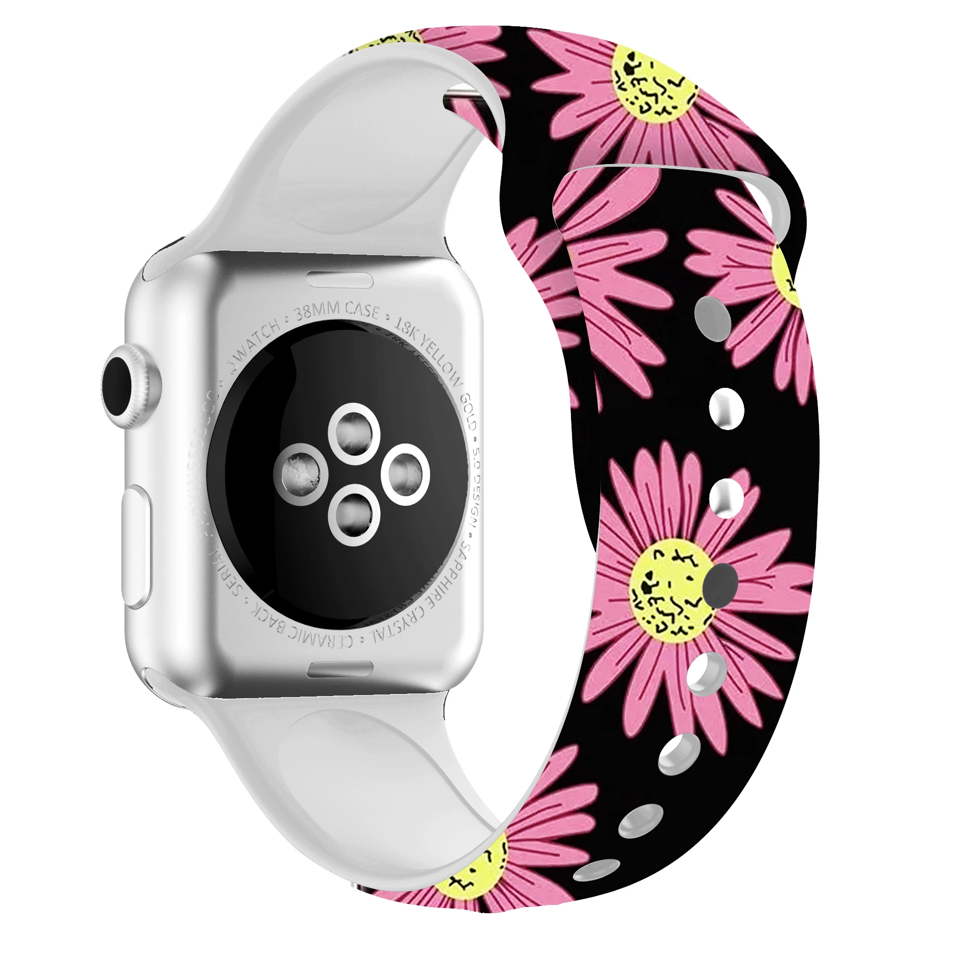 40mm 44mm Silicone Christmas Band For Apple watch 5 4 3 2 1 Bands Floral Printed Strap for iWatch Series 5 4 3 2 38mm 42mm Gifts