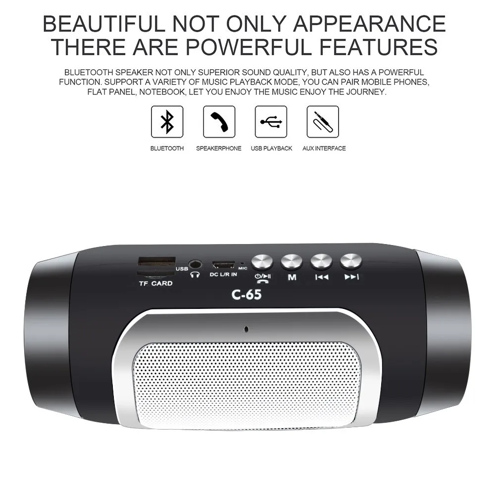 Casaland портативный C65 Колонка Bluetooth динамик беспроводной стерео Hifi Soundbox поддержка Aux TF u-диск FM Громкая связь вызов