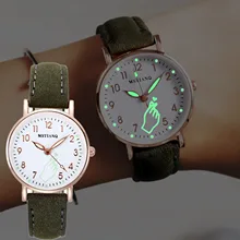 

2021NEW Luminous Watch Night Glowing Women Cute Leather Watches Simple Small Dial Quartz Clock Watch Wrist for Girls