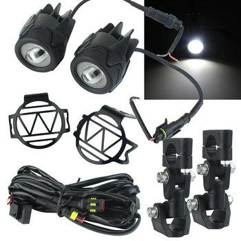 

40W LED Auxiliary Lamp Super Bright Fog Driving Light Kits with Protect Guards Wiring Harness For Motorcycle B MW K1600 R1200G