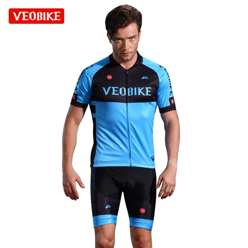 Top Quality Short Sleeve Cycling Jersey Sets Ropa Ciclismo Hombre Bicycle Uniform Quick-dry Bike Clothing MTB Cycle Clothes - Цвет: Синий