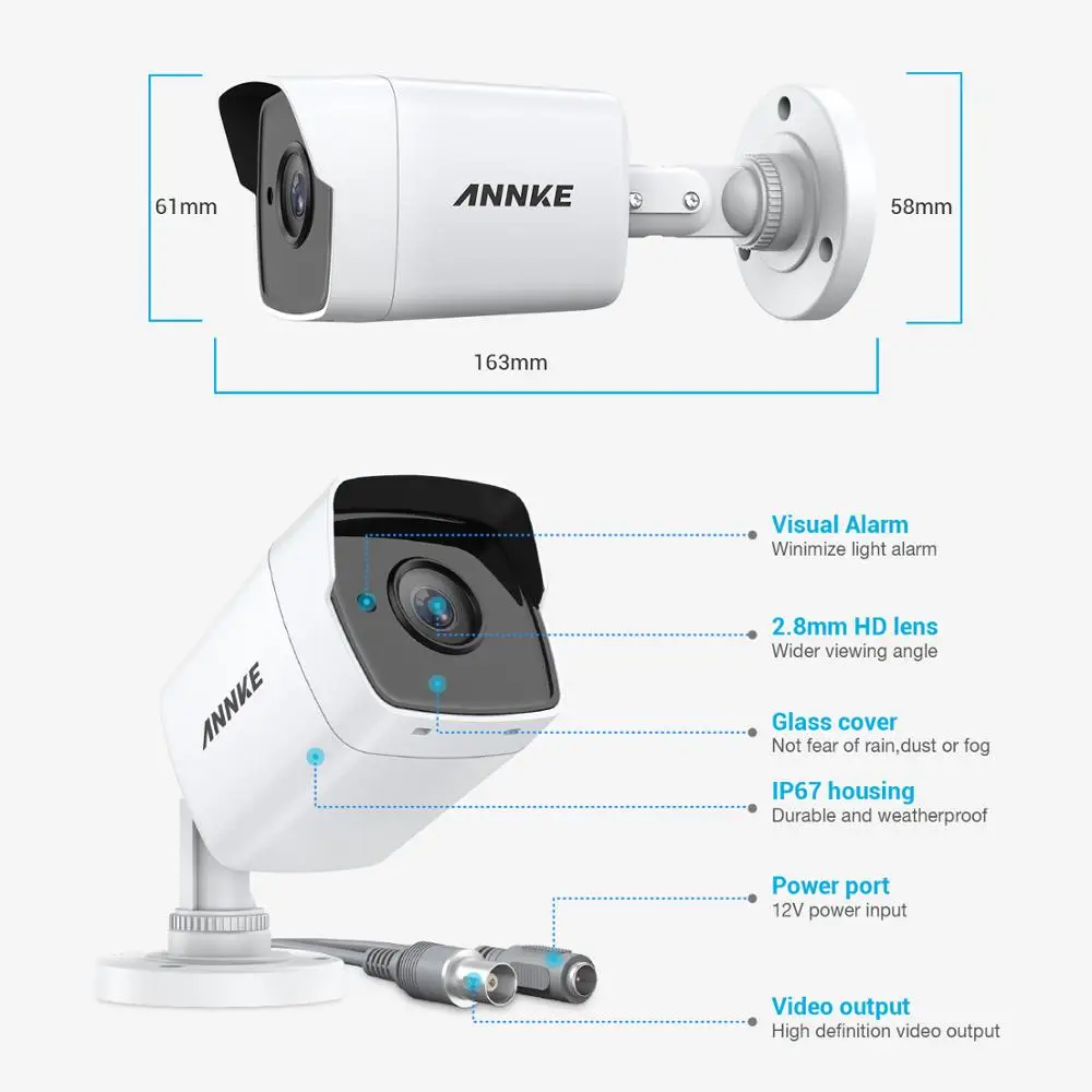 ANNKE 4X со сверхвысоким разрешением Ultra HD, 5MP камера TVI CCTV уличная Водонепроницаемая белая видеонаблюдения Системы EXIR Ночное видение по электронной почте, спровоцированное перемещением комплект