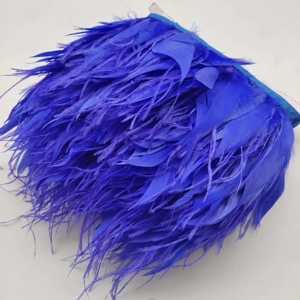 Красивая Голубая лента из натурального пера индейки и страуса 1 ярд 10-15 см/4-6