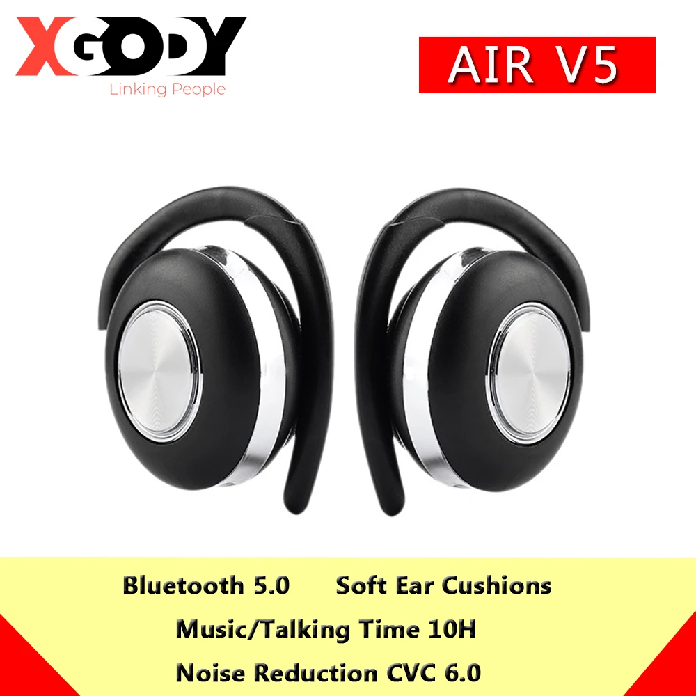 XGODY Air V5 TWS беспроводные наушники стерео Bluetooth 5 0 с крючком шумоподавление