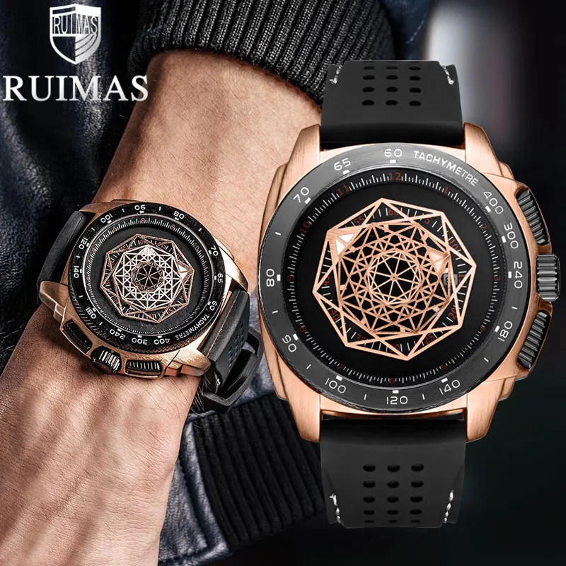 

RUIMAS Watch Men Sports Military Quartz Wrist Watches Men Top Brand Waterproof Silicone Black Watch Clock Male Relogio Masculino