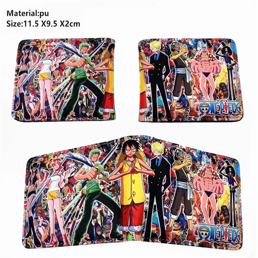 Аниме one piece Luffy Law Pu кожаный кошелек для мальчиков и девочек с карманом для монет на молнии короткий двойной фото держатель для карт кошелек подарок