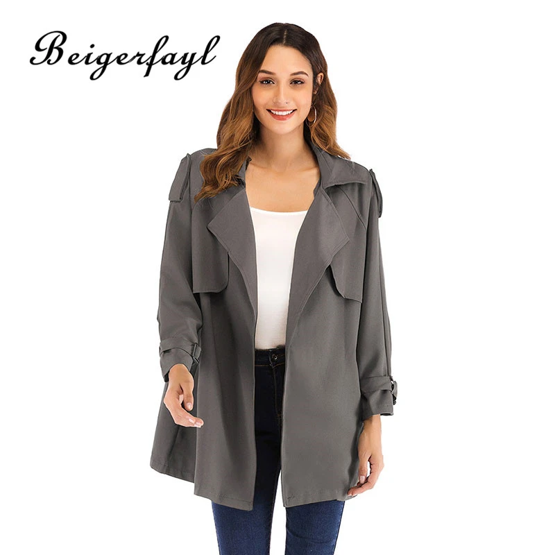 Beigerfayl осенний плащ для женщин Mantel Damen, однотонная цветная куртка Corta Vento Feminina, отложной воротник, Монт байан JR1939