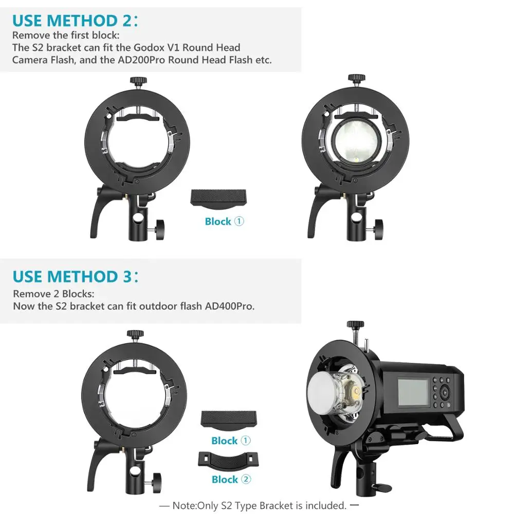 Neewer S2 Speedlite s образный кронштейн Bowens держатель для вспышки совместим с 750II NW670 Godox V1