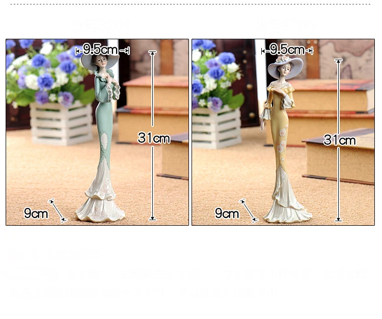 Description Picture 3 of itemEuropean Resin Victorian Girl Statues Accessories Home Livingroom Desktop Figurines Decoration Office Table Sculpture Adornments