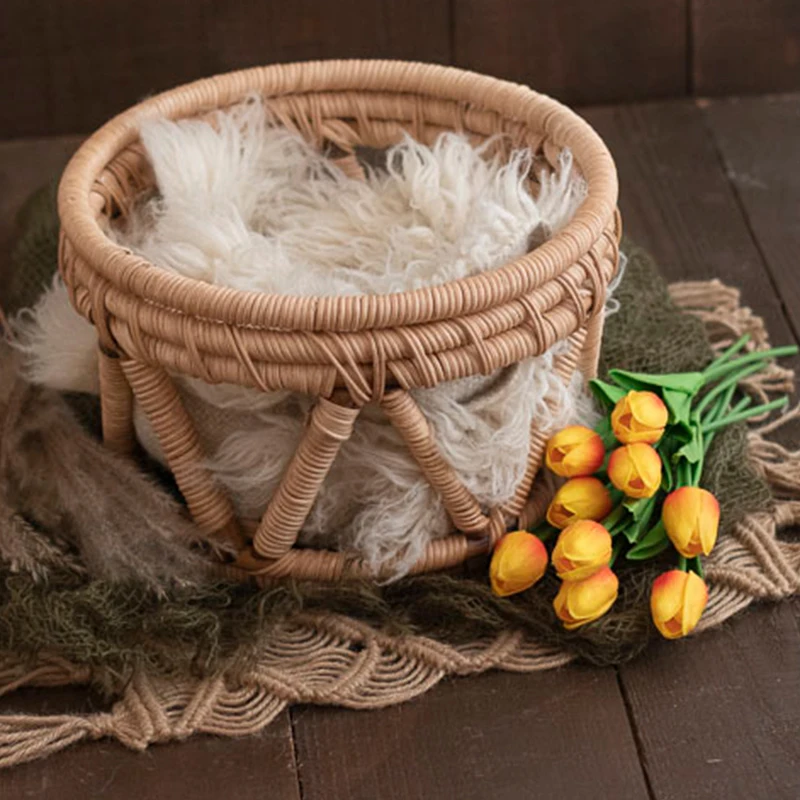 bamboo basket for baby photoshoot