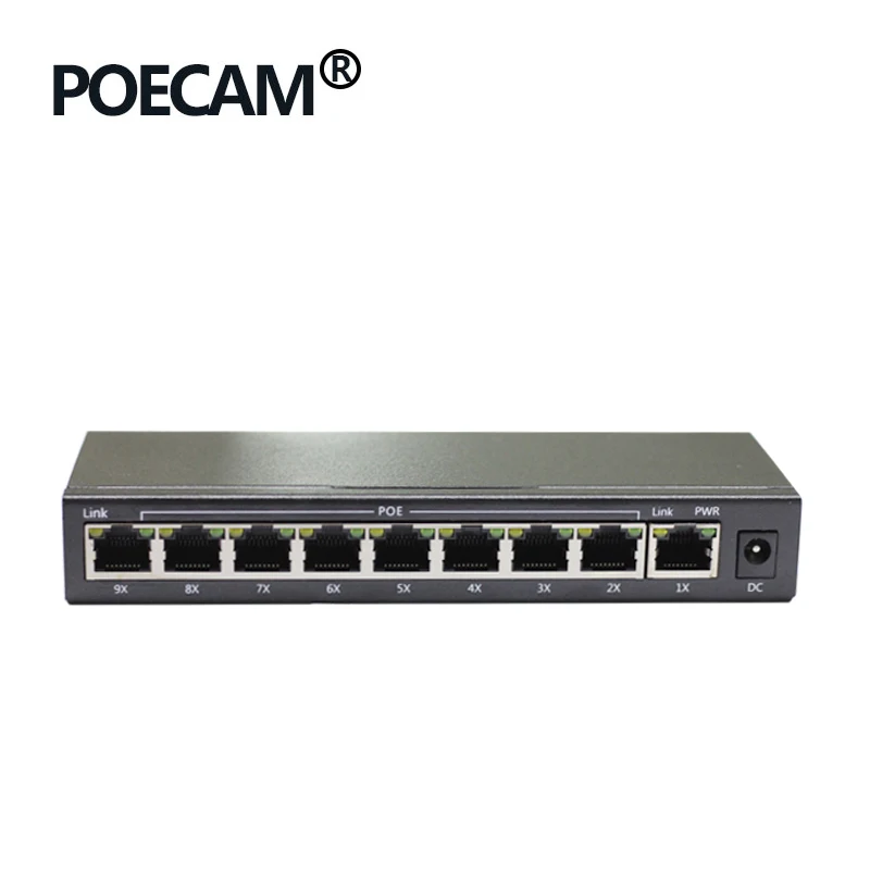 Мини 9 портов poe коммутатор сетевые переключатели питания для ip-камеры поддержка Ieee802.3af/at Optinal 48V2A 50V1. 25A с адаптером питания