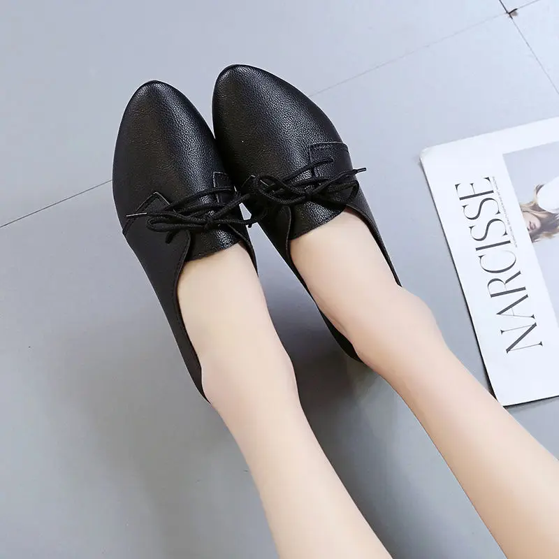 Women Casual Boat Shoes Ladies Lace Up Ballet Flats Comfy Soft Zapatos Mujer Walking Footwear 2021 Autumn Mother New Loafers