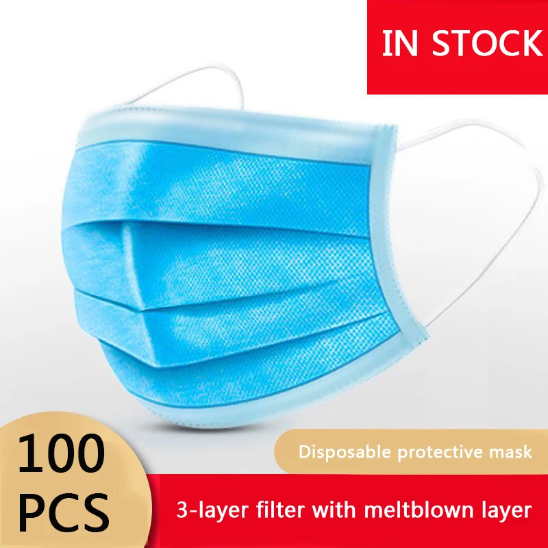 

DHL DropShipping 200/300/500/1000/2000/5000pcs Disposable Three-layer Protective Mask Dustproof Face Mask Anti Virus Influenza