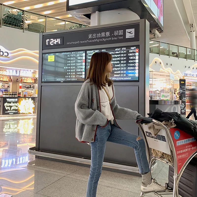 MinuoYi 2019 Autumn Winter Women Button Cardigan Sweater Korean Fashion College Embroidery Sweaters Casual Noodles Knitwear MinuoYi 2019 Autumn Winter Women Button Cardigan Sweater Korean Fashion College Embroidery Sweaters Casual Noodles Knitwear