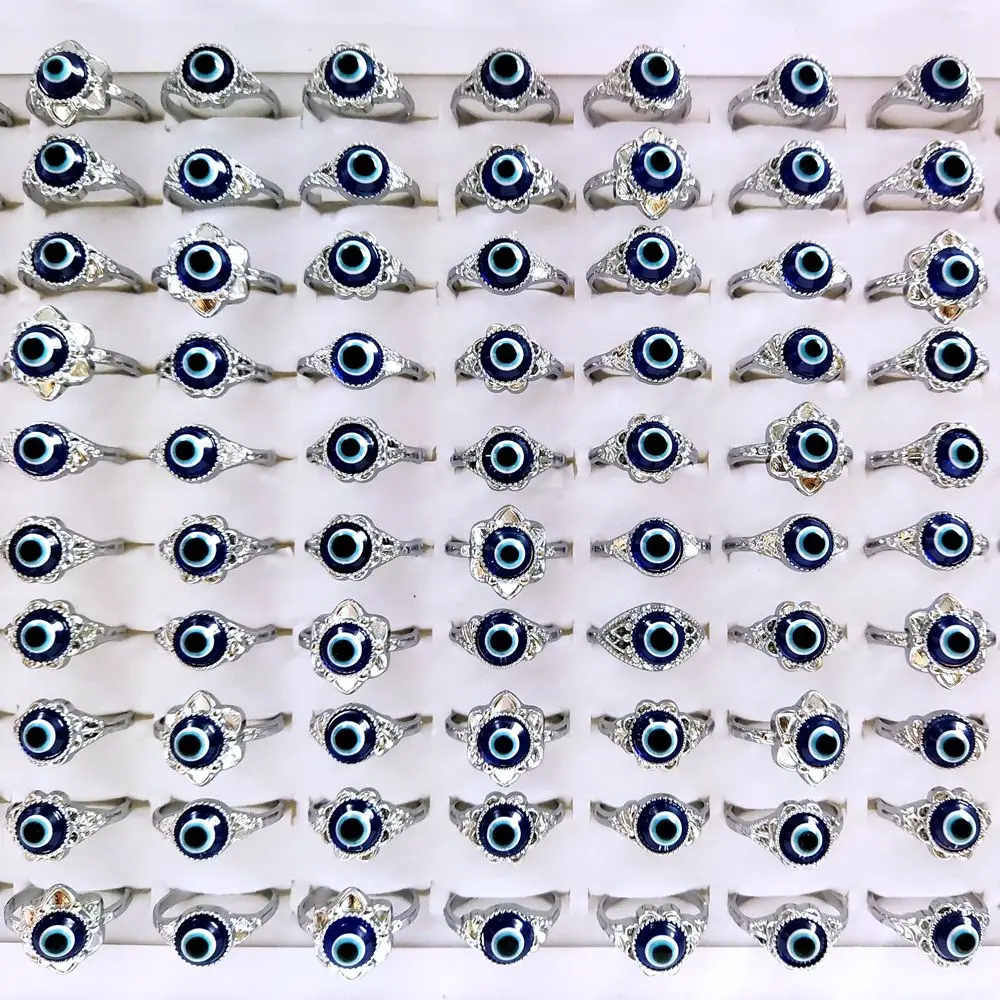 Wholesale 50pcs Evil Devil's Eye Ring  Vintage  Alloy Male Female Jewelry