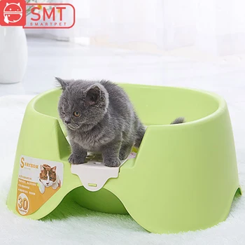 

Smartpet Semi-Closed Pet Cats Toilet Sand Box Training Anti-Splash Cat Litter Box Indoor with Shovel For Pet Teddy Cats