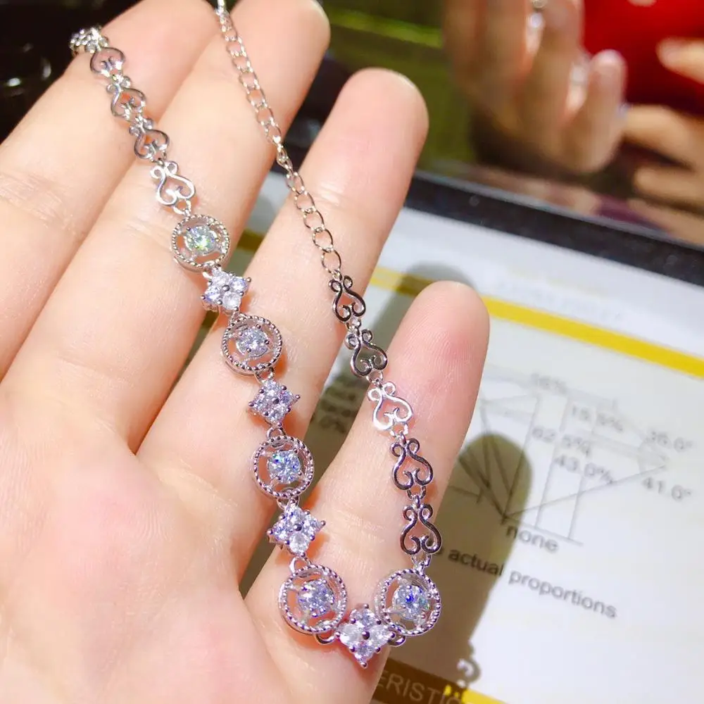 Kkmall магазин Круглый Серебряный Moissanite браслет 3,5x3,5 мм роскошный Moissanite Серебро 925 браслет серьги-гвоздики Moissanite