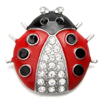 

20pcs New Big Snap Jewelry Crystal Rhinestone Ladybug Snap Buttons Alloy Press Button Fit 18mm Snap Bracelet Necklace