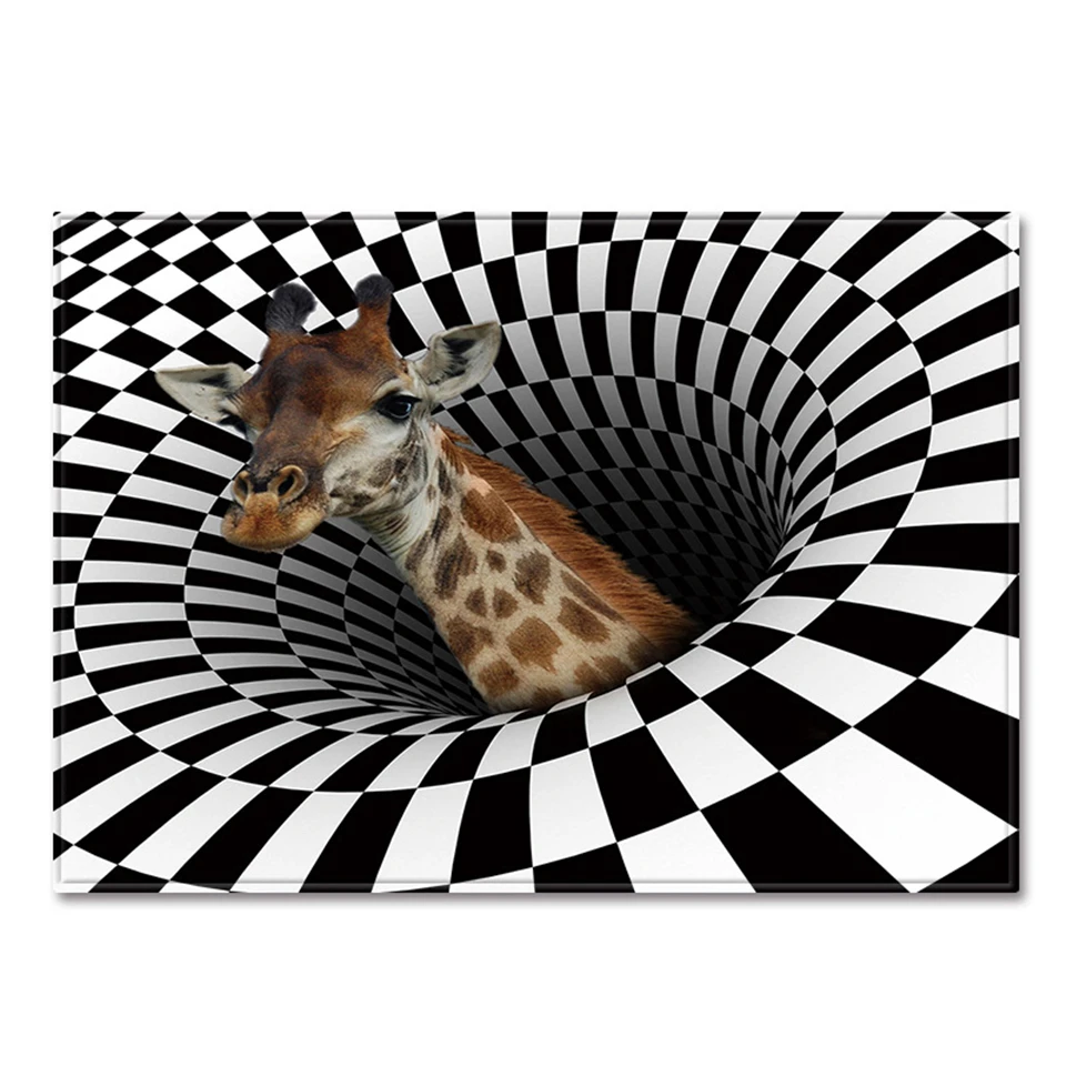 Ковер для спальни, 3D, белый, черный, в клетку, жираф, большой размер, коврики и ковры для дома, гостиной, ковер, Скандинавская дверь, ковер