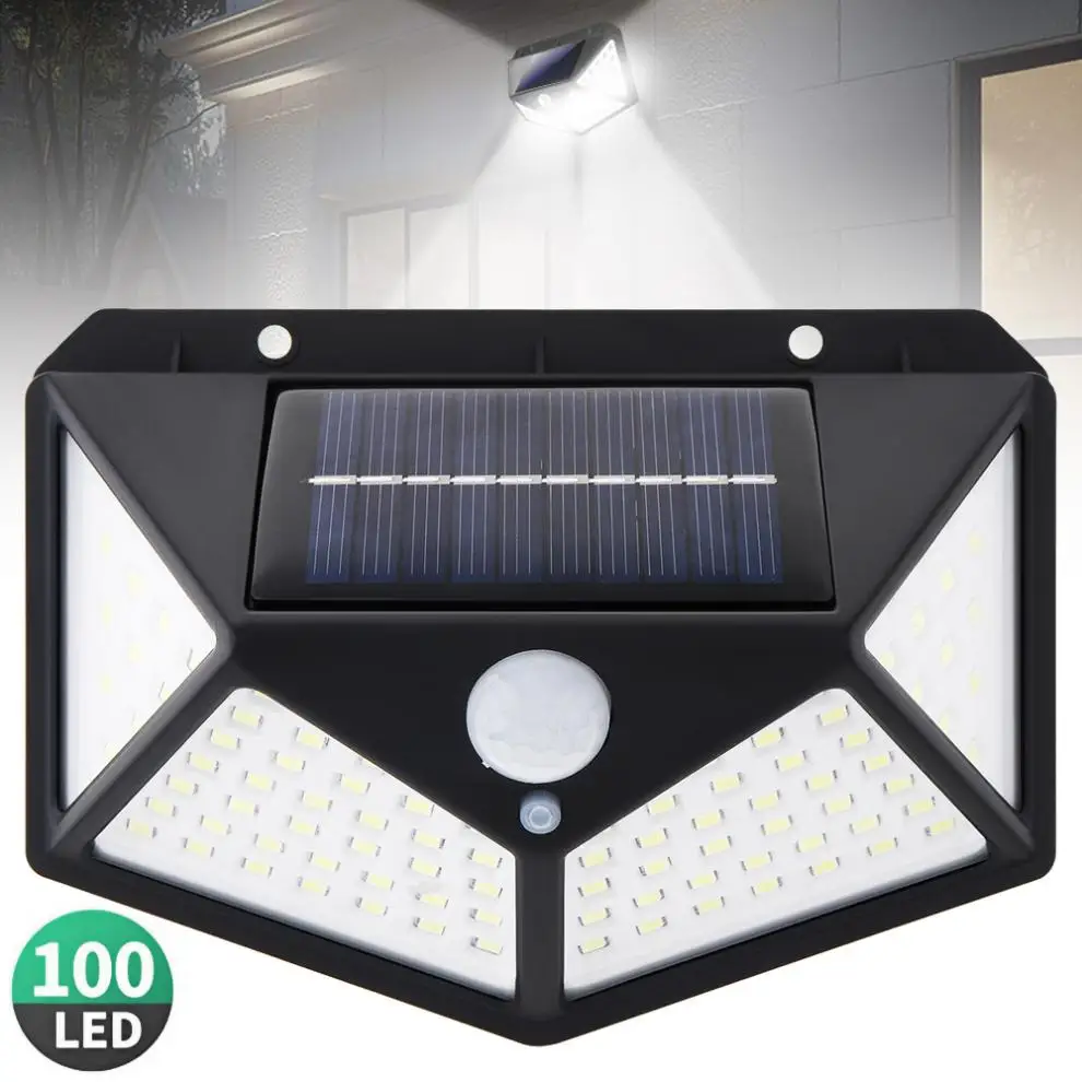 100 LED Solar Power Light 3 Modes 270 Degree Angle Illumination Motion Sensor Wall Lamp Outdoor Waterproof Garden Yard Lamps | Лампы и